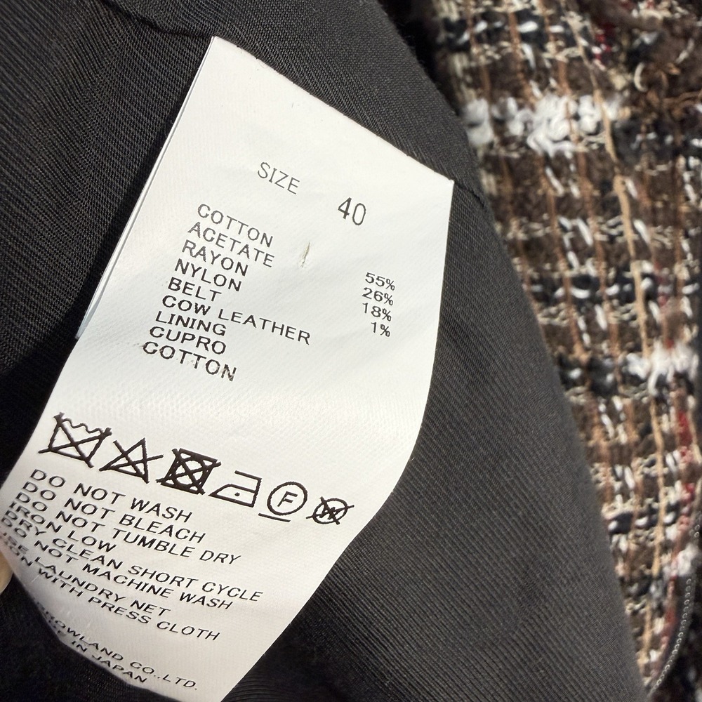 Tomorrowland Collarless Cotton Blend Brown Tweed Jacket Womens EU Size 40 (M) - Picture 5 of 6